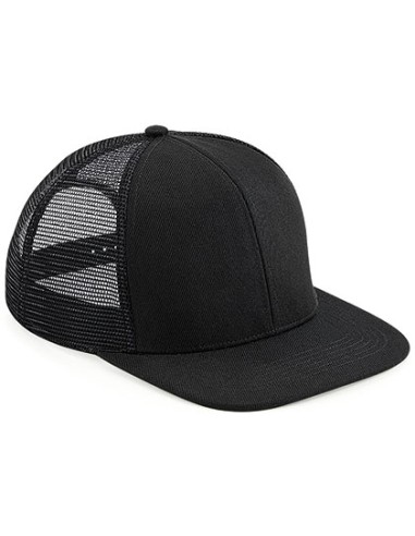 BEE-B664-Original Flat Peak 6 Panel Trucker Cap
